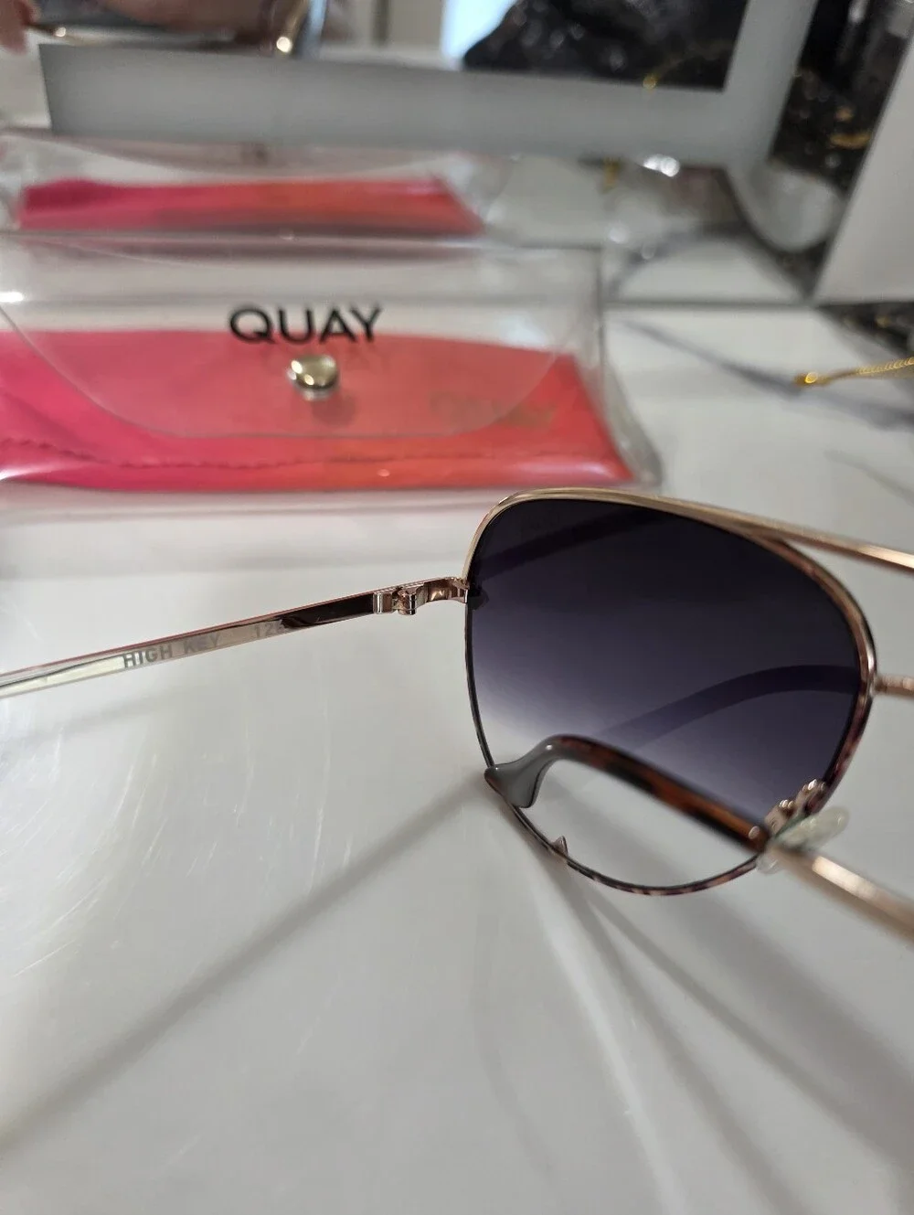 Quay Australia Gold Aviator Sunglasses with Purple Gradient Lenses